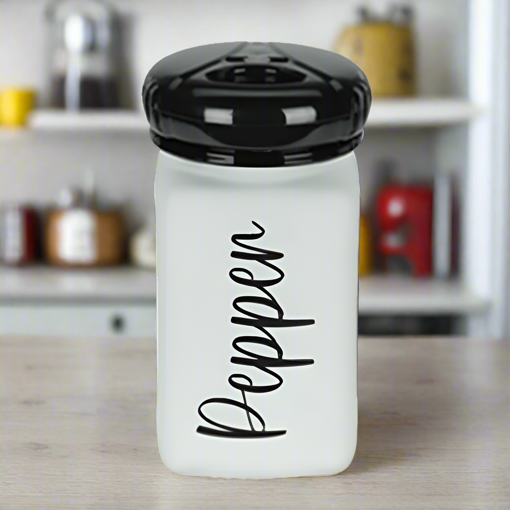 Glass Spice Jar White & Black