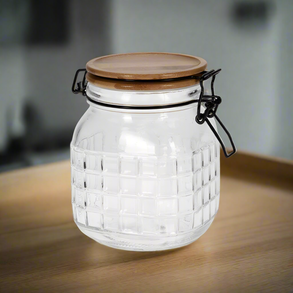 Glass Storage Jar With Bamboo Lid 1.1L