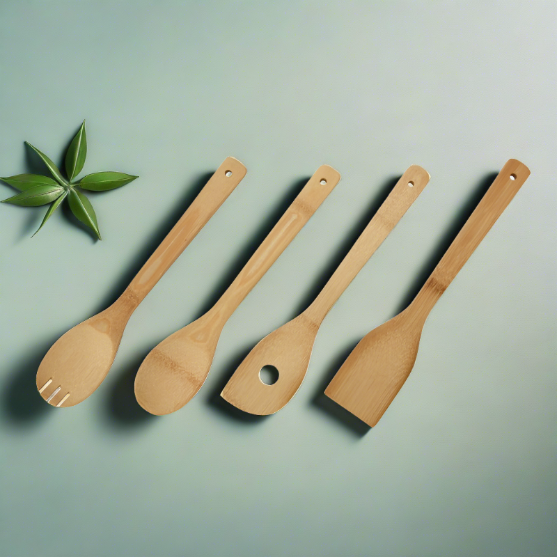Kitchen Utensils Bamboo (Set of 4 Pcs)