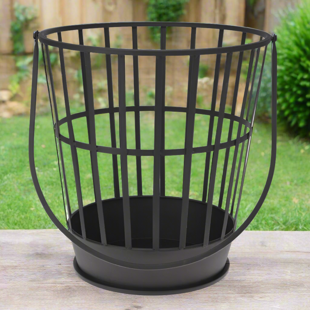 Metal Firewood Basket With Handle Black