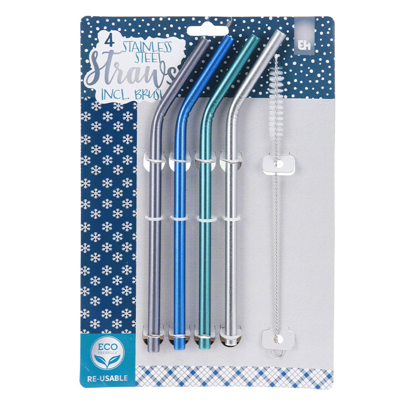 Stainless Steel Drinking Straws (Set Of 5 Pcs)