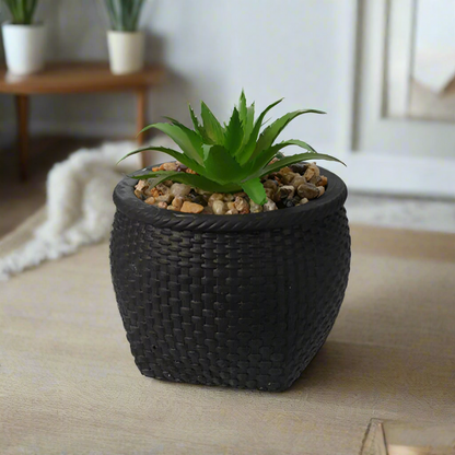 Faux Plant In Cement Pot