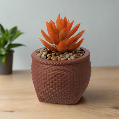 Faux Plant In Cement Pot
