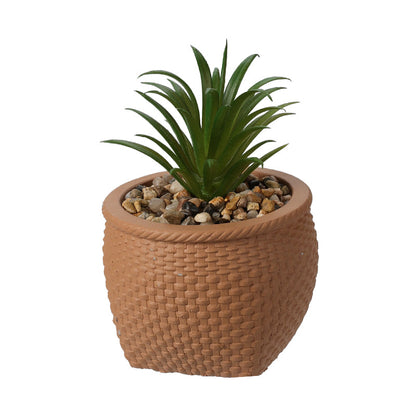 Faux Plant In Cement Pot