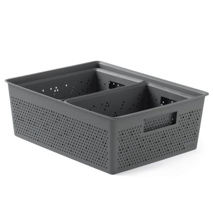 Set of 3 Storage Baskets Bohol Anthracite Grey