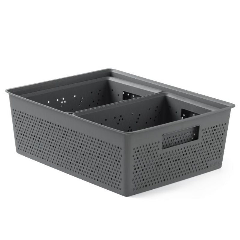 Set of 3 Storage Baskets Bohol Anthracite Grey