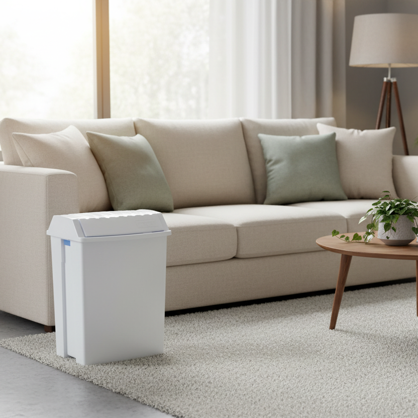 Trash Bin 49L W/Swinging Flap White