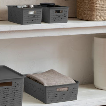 Set of 3 Storage Baskets Bohol Anthracite Grey
