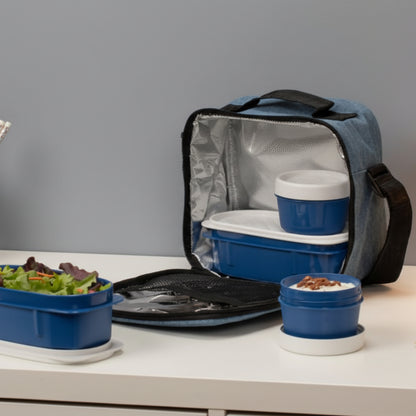 Thermal Food Bag with Containers Blue