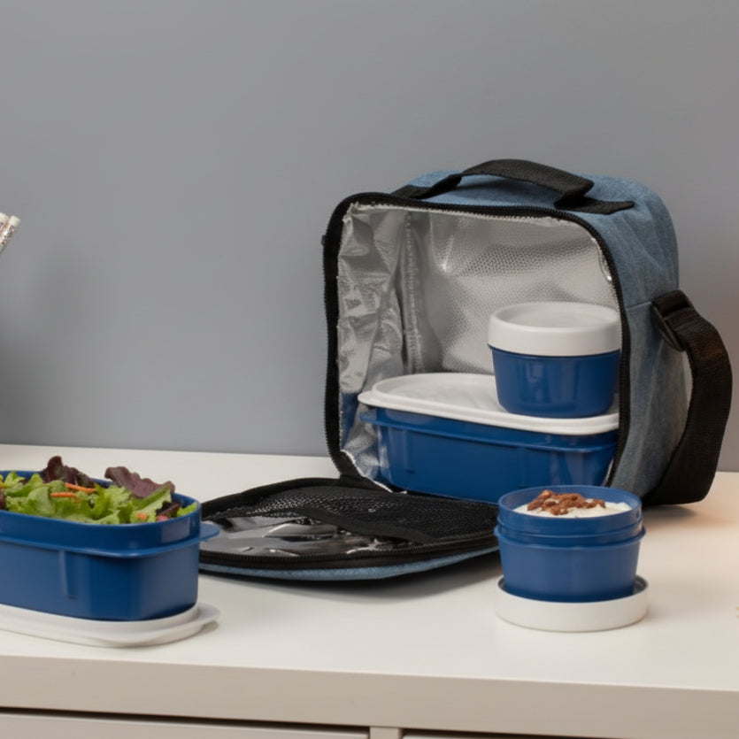 Thermal Food Bag with Containers Blue