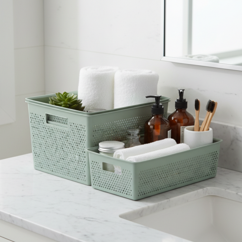 Set of 4 Storage Baskets Bohol Sage Green