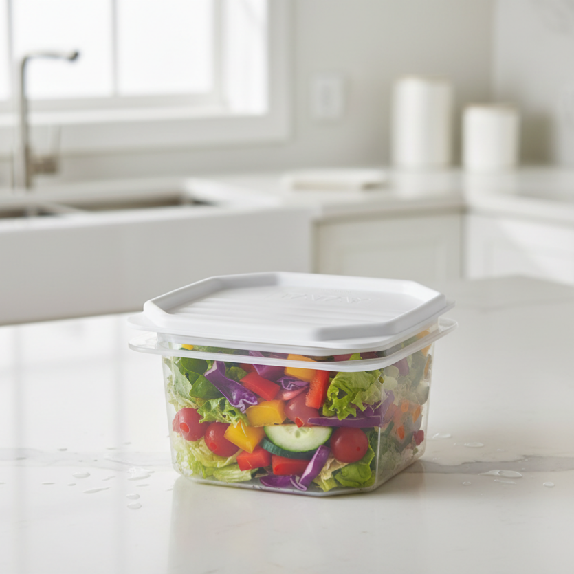 Food Container Top Flex 0.6L Transparent White