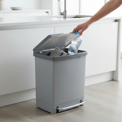 Recycling Bin 25L With Separator Grey